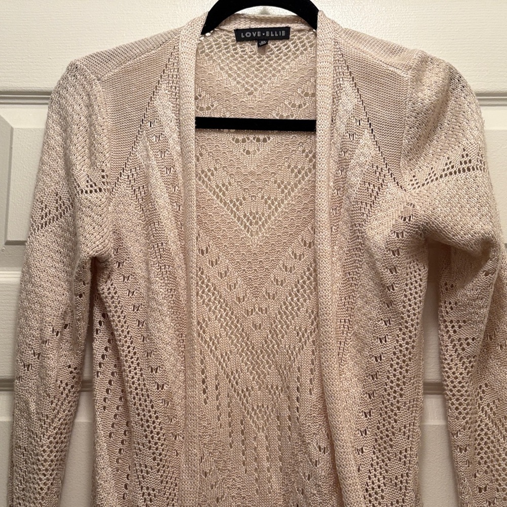 Love + Ellie Open Front Cream Knit Sweater Cardigan